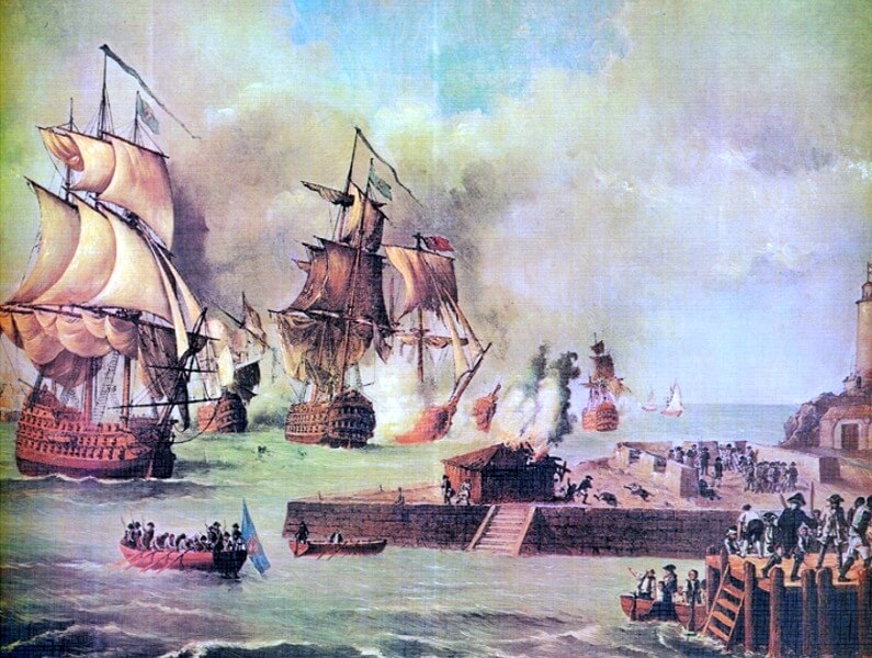 View of the engagement during the battle of Cartagena de Indias, 1741