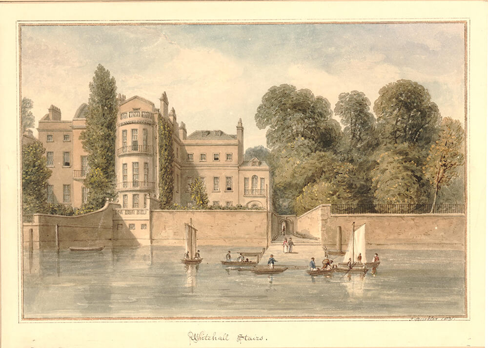 View from the River Thames of Whitehall Stairs.