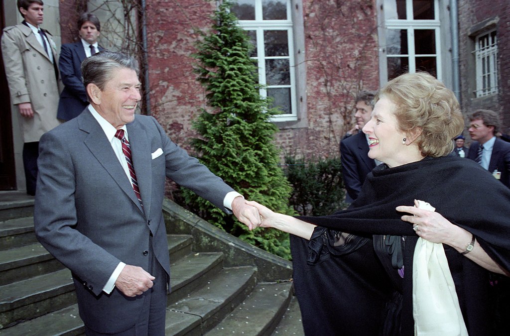 President greeting Prime Minister Margaret Thatcher